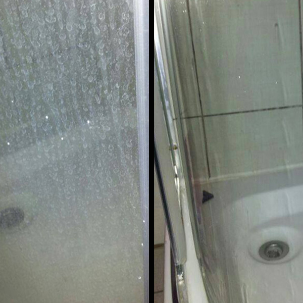 hard water spots shower door